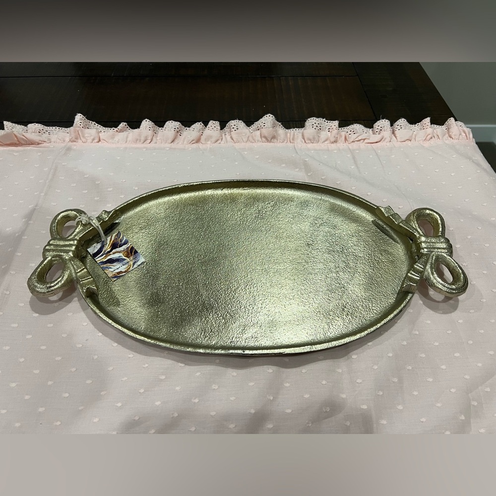 NWT Vintage Gold Tray with Bow handles